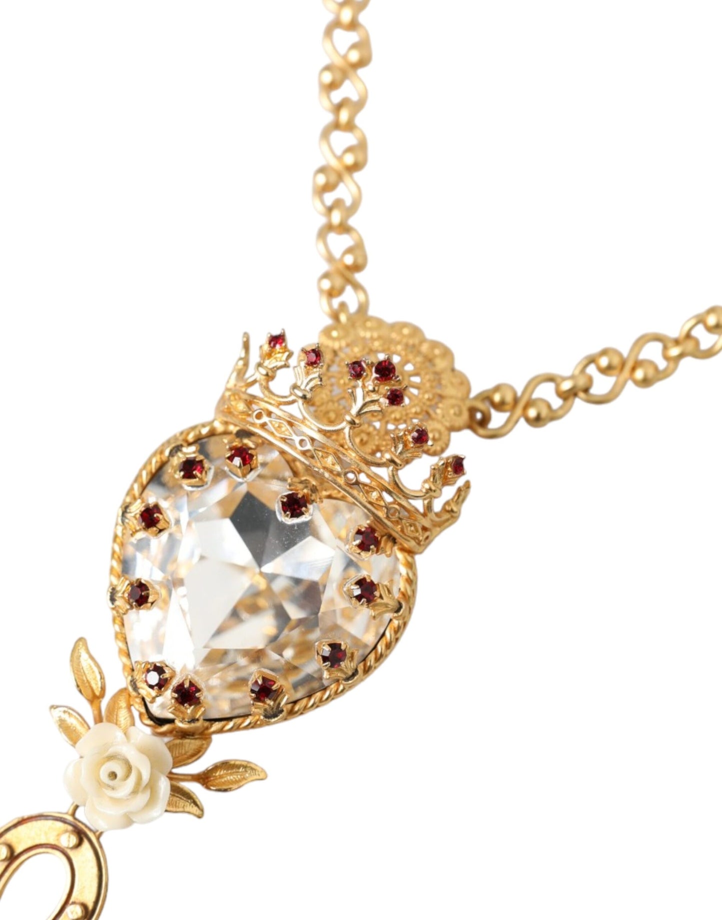 Collana con ciondolo in cristallo a forma di cuore sacro in ottone dorato Dolce &amp; Gabbana