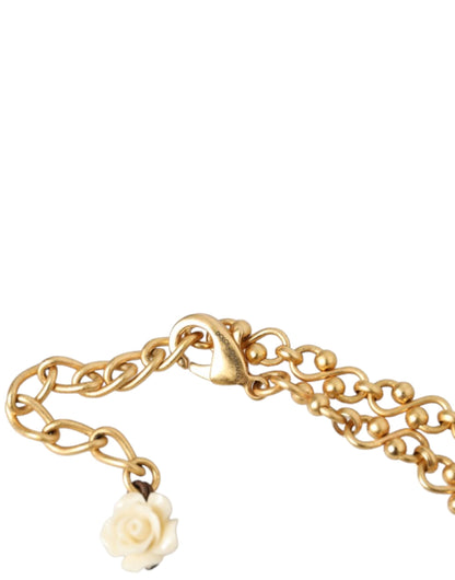 Collana con ciondolo in cristallo a forma di cuore sacro in ottone dorato Dolce &amp; Gabbana