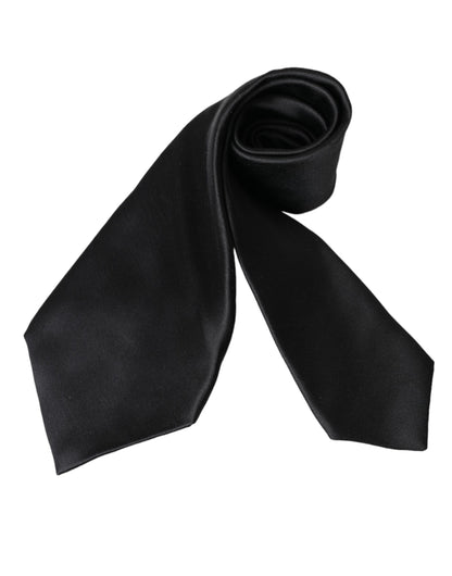 Dolce & Gabbana Black Solid Silk Adjustable Tie Men