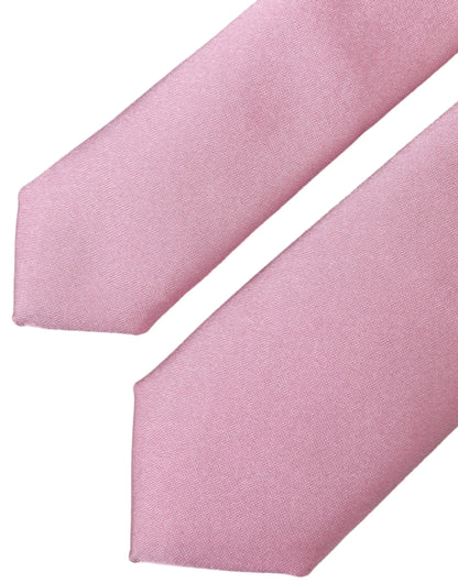 Dolce & Gabbana Pink Solid Silk Adjustable Tie Men