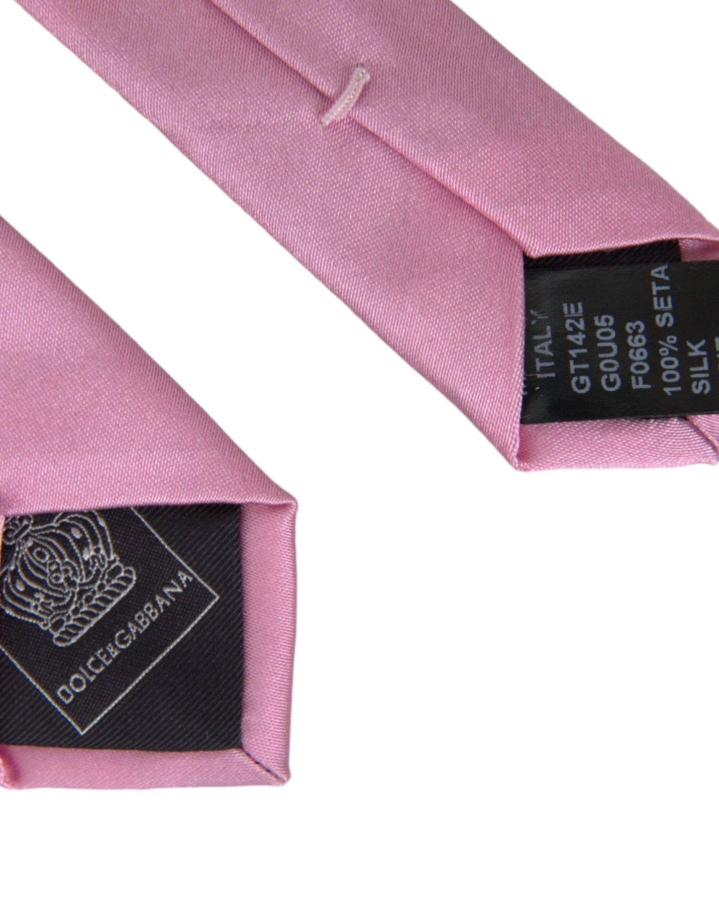 Dolce & Gabbana Pink Solid Silk Adjustable Tie Men