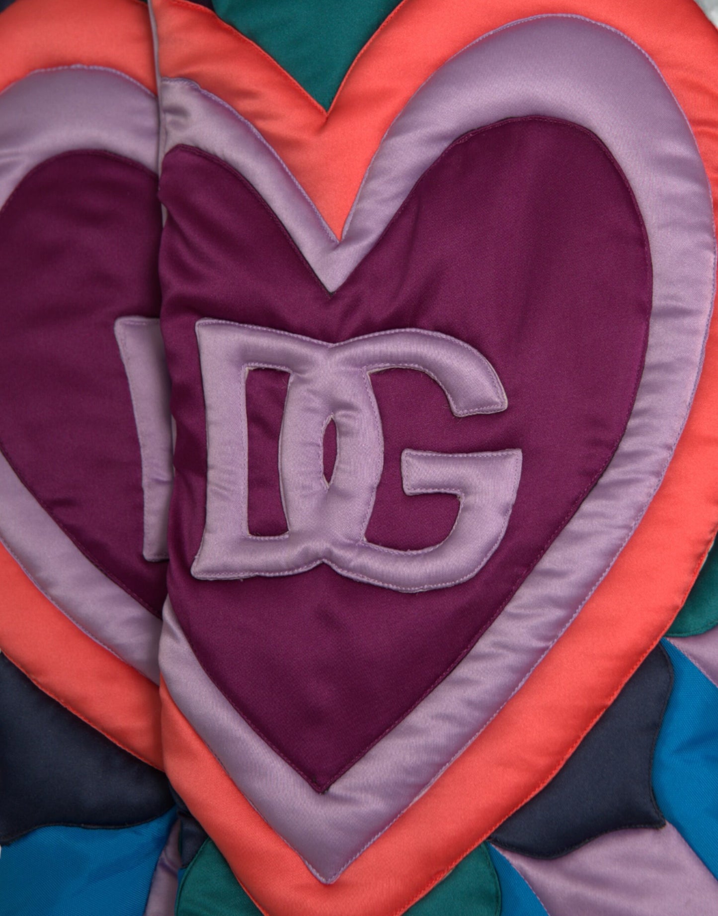 Dolce & Gabbana Multicolor Heart Logo Hooded Puffer Jacket