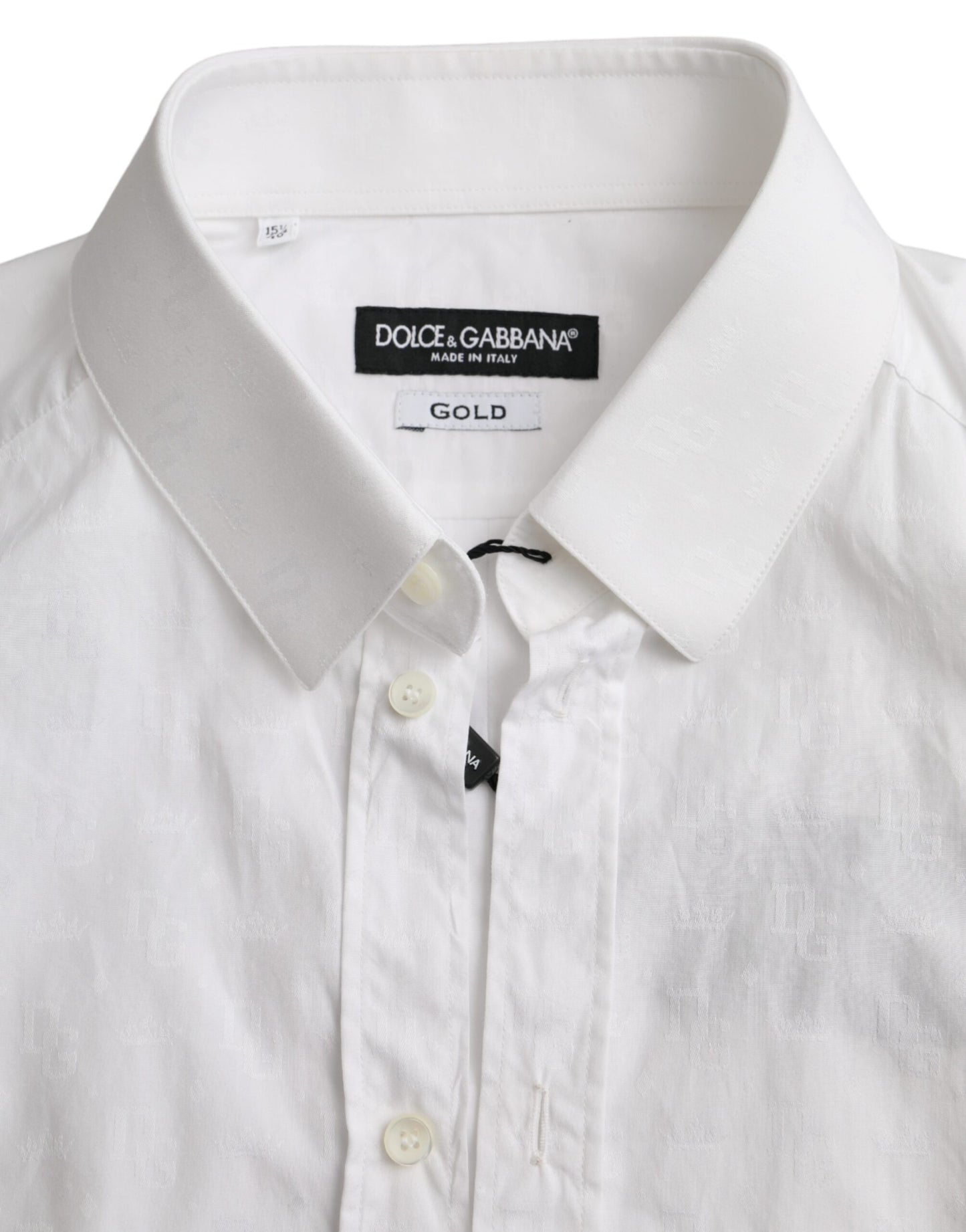 Dolce & Gabbana White Cotton Long Sleeve Dress GOLD Shirt