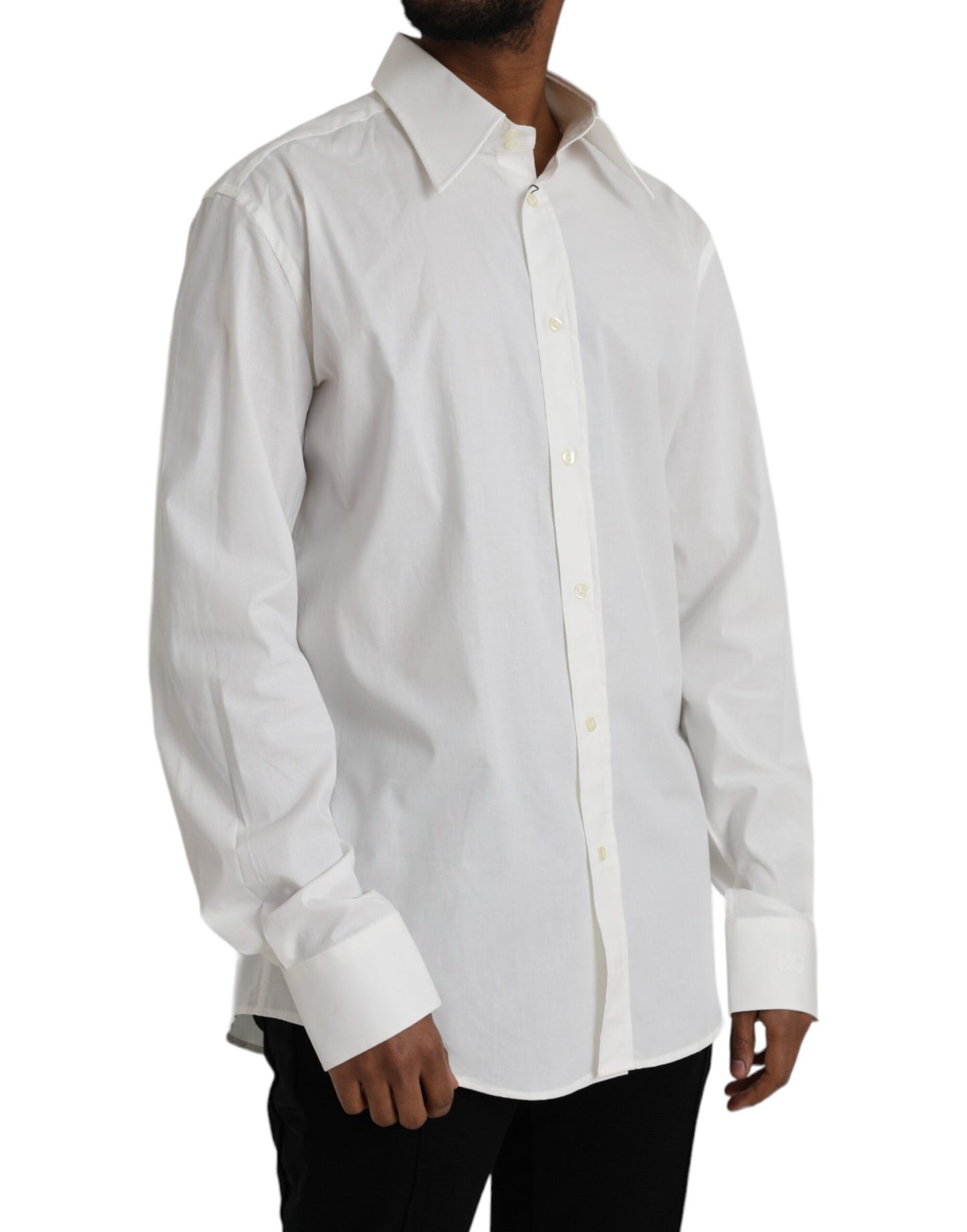 Dolce &amp; Gabbana Abito in cotone bianco Slim Fit Camicia ORO