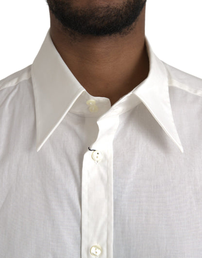 Dolce &amp; Gabbana Abito in cotone bianco Slim Fit Camicia ORO