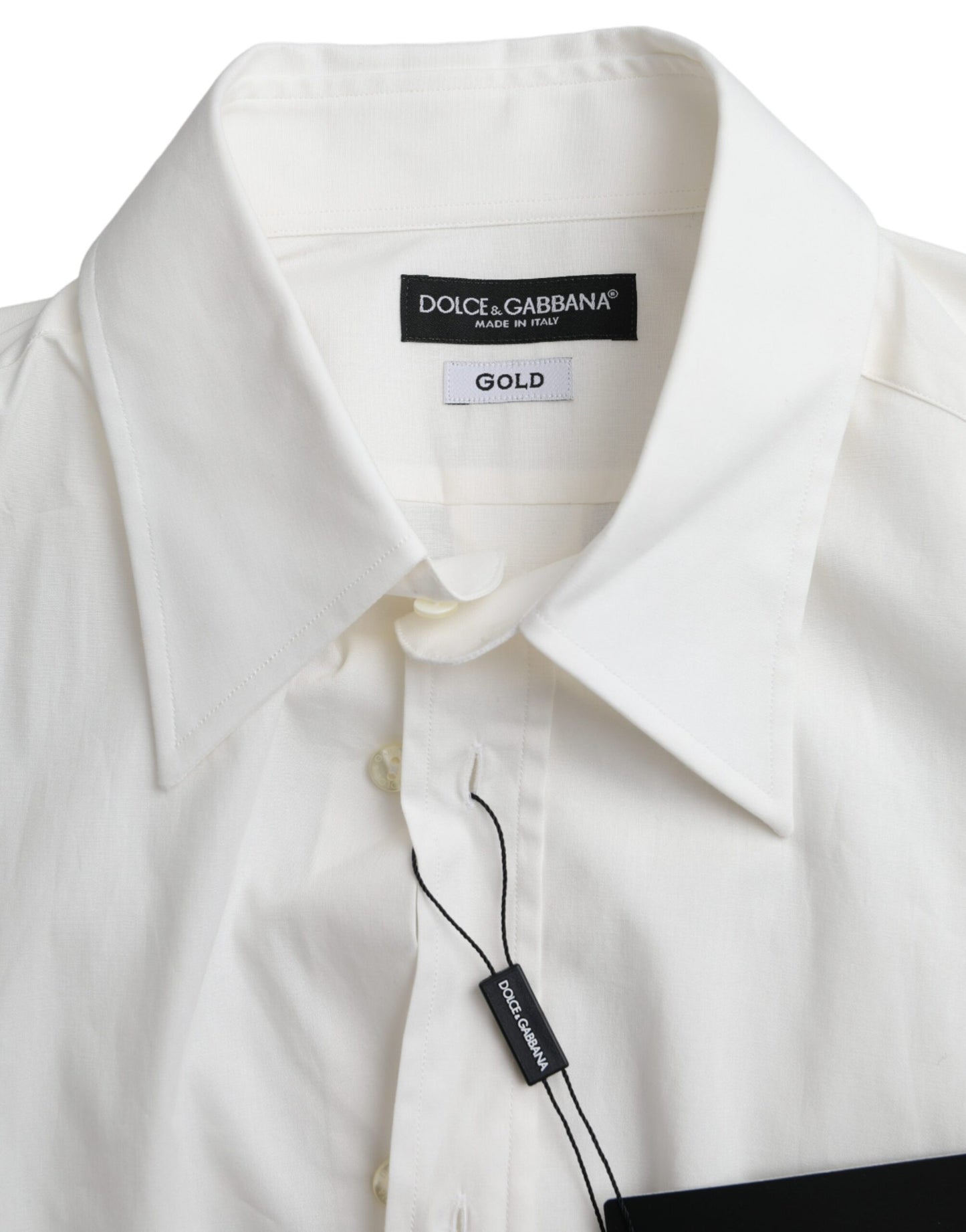 Dolce &amp; Gabbana Abito in cotone bianco Slim Fit Camicia ORO