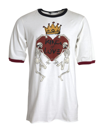 Dolce & Gabbana White King Of Love Cotton Men T-shirt