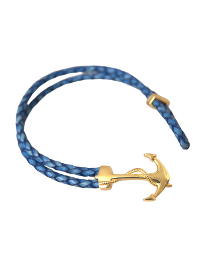 Braccialetto Nialaya Blue Gold Anchor in argento 925 con ciondolo da uomo