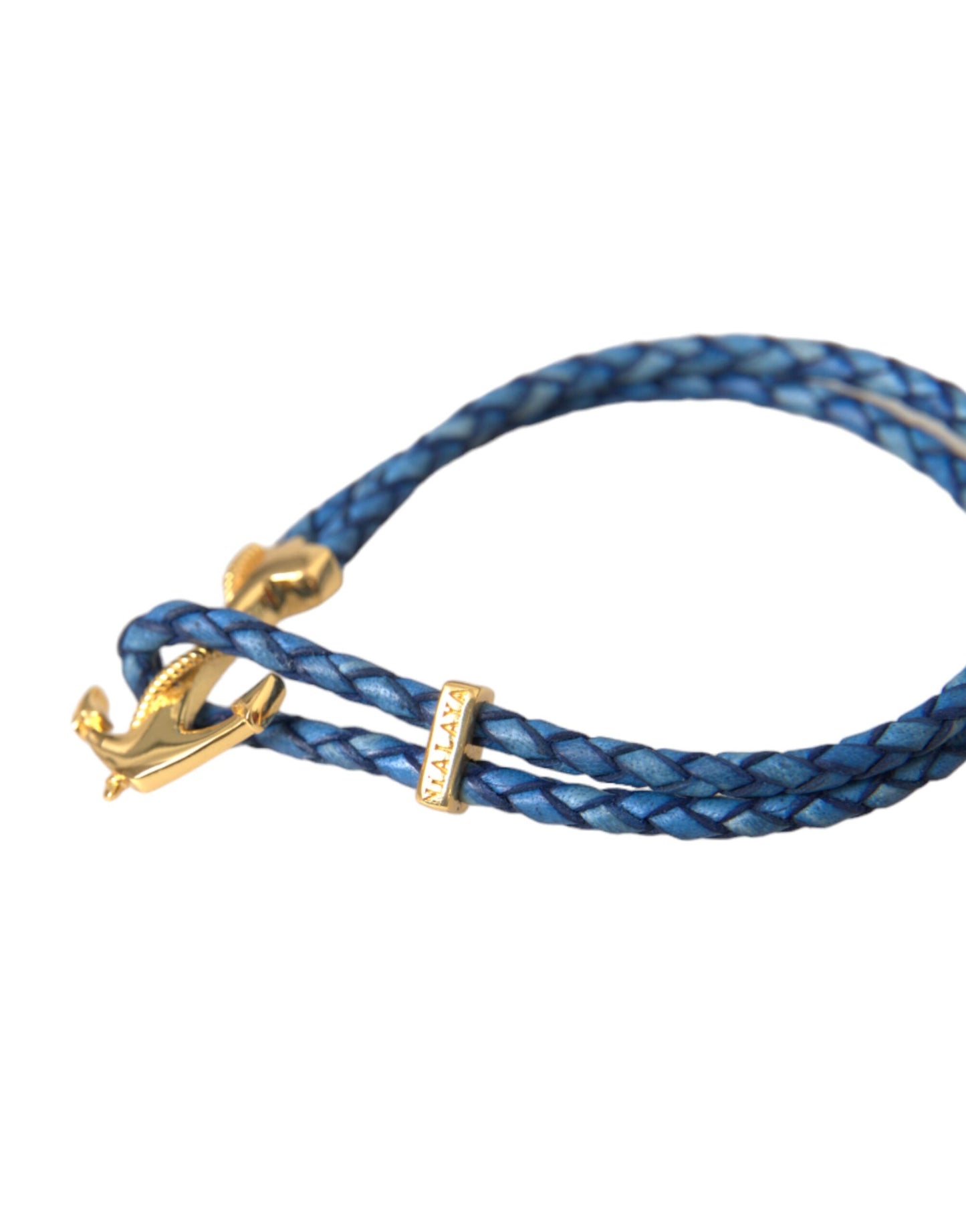 Braccialetto Nialaya Blue Gold Anchor in argento 925 con ciondolo da uomo