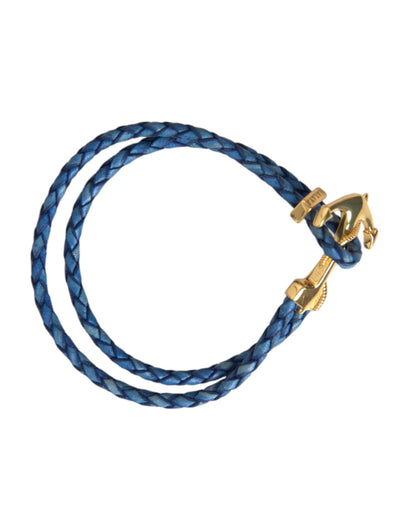 Braccialetto Nialaya Blue Gold Anchor in argento 925 con ciondolo da uomo