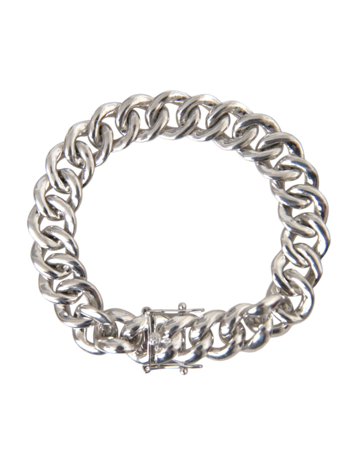 Bracciale Nialaya Solid Heavy Curb Link in argento sterling 925 da uomo