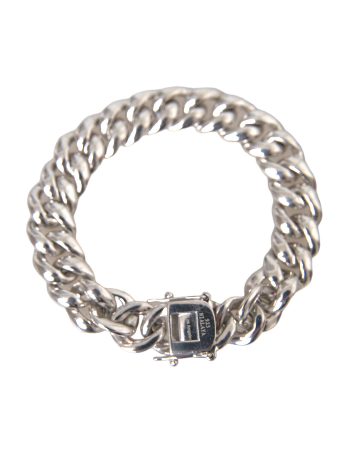 Bracciale Nialaya Solid Heavy Curb Link in argento sterling 925 da uomo