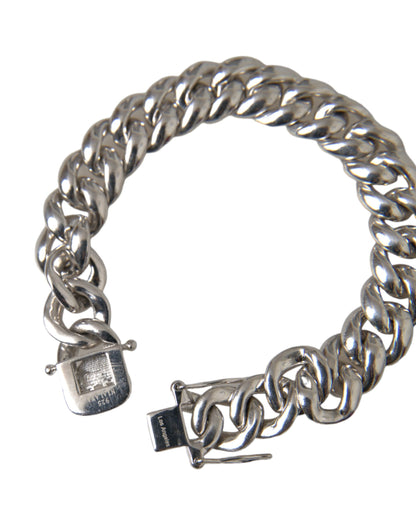 Bracciale Nialaya Solid Heavy Curb Link in argento sterling 925 da uomo