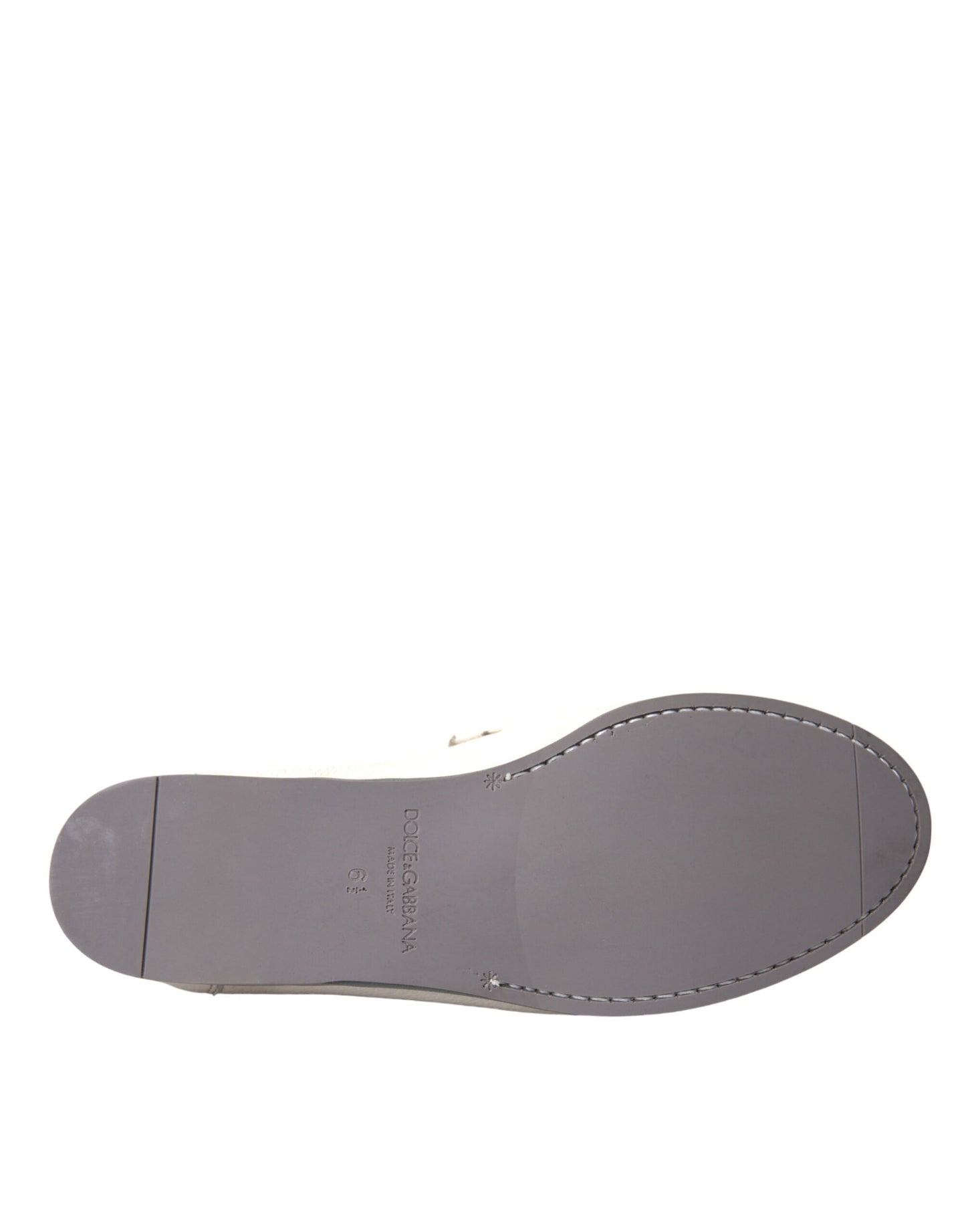 Dolce &amp; Gabbana Mocassino Slip in Pelle Bianco Grigio Scarpe Mocassino