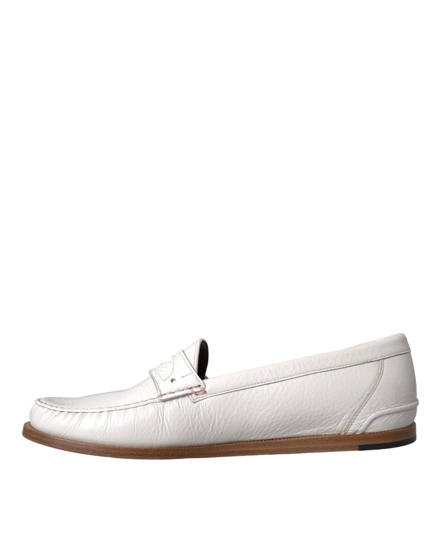 Dolce &amp; Gabbana Mocassini Slip On in Pelle Bianca Scarpe