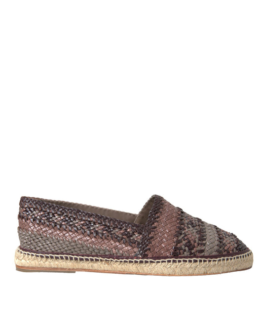 Scarpe Espadrillas basse in pelle di bufalo marrone Dolce &amp; Gabbana