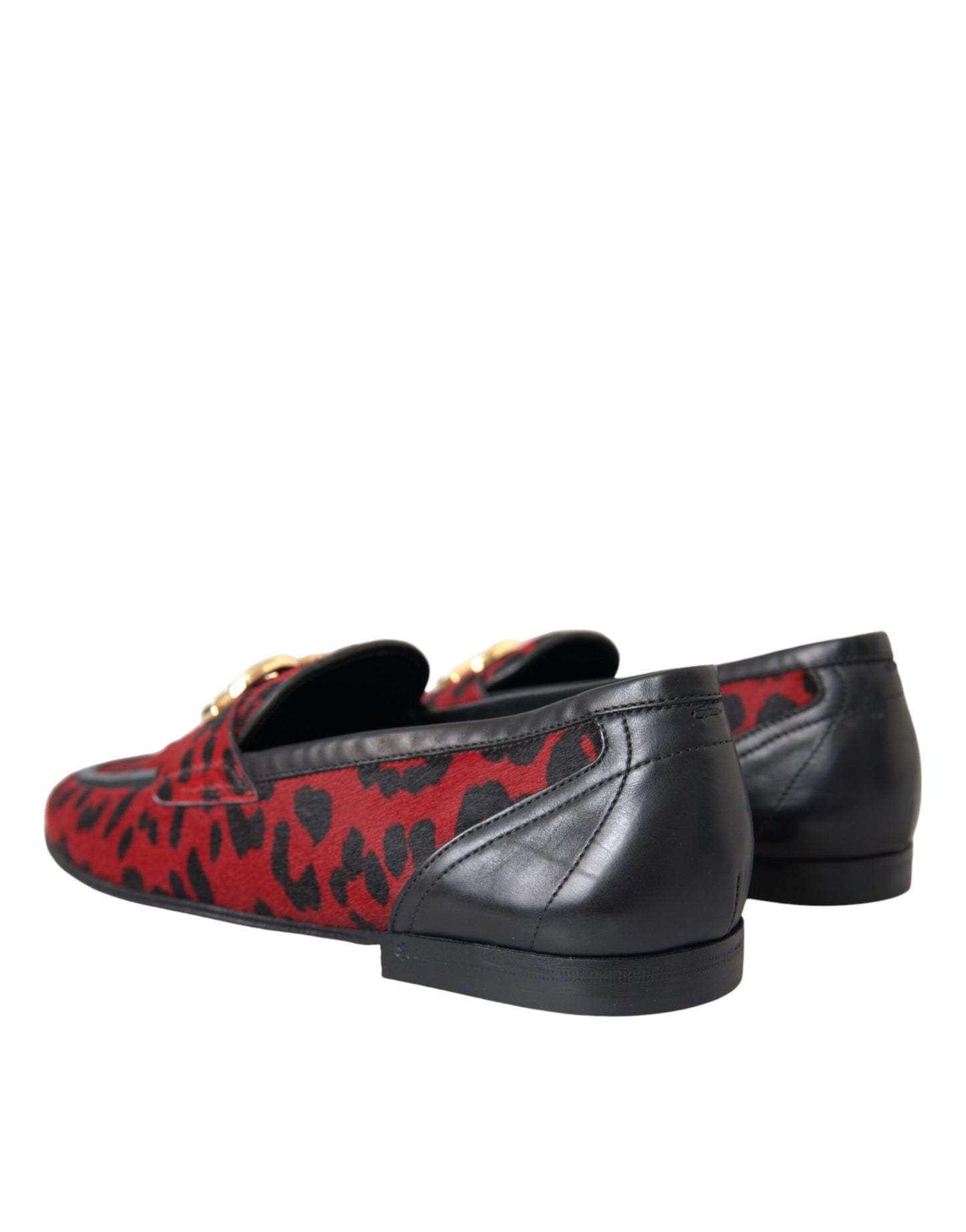 Dolce &amp; Gabbana Rosso Nero Leopard DG Mocassini Scarpe Formali Uomo