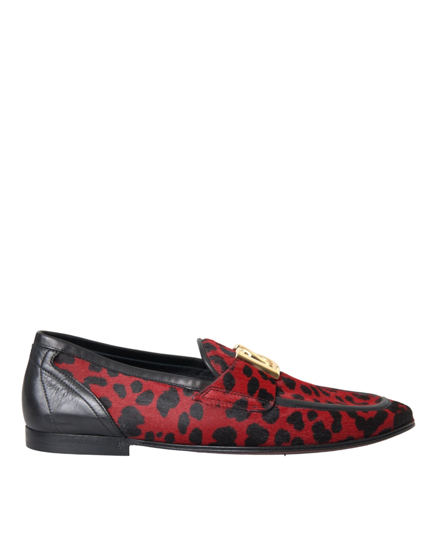 Dolce &amp; Gabbana Rosso Nero Leopard DG Mocassini Scarpe Formali Uomo