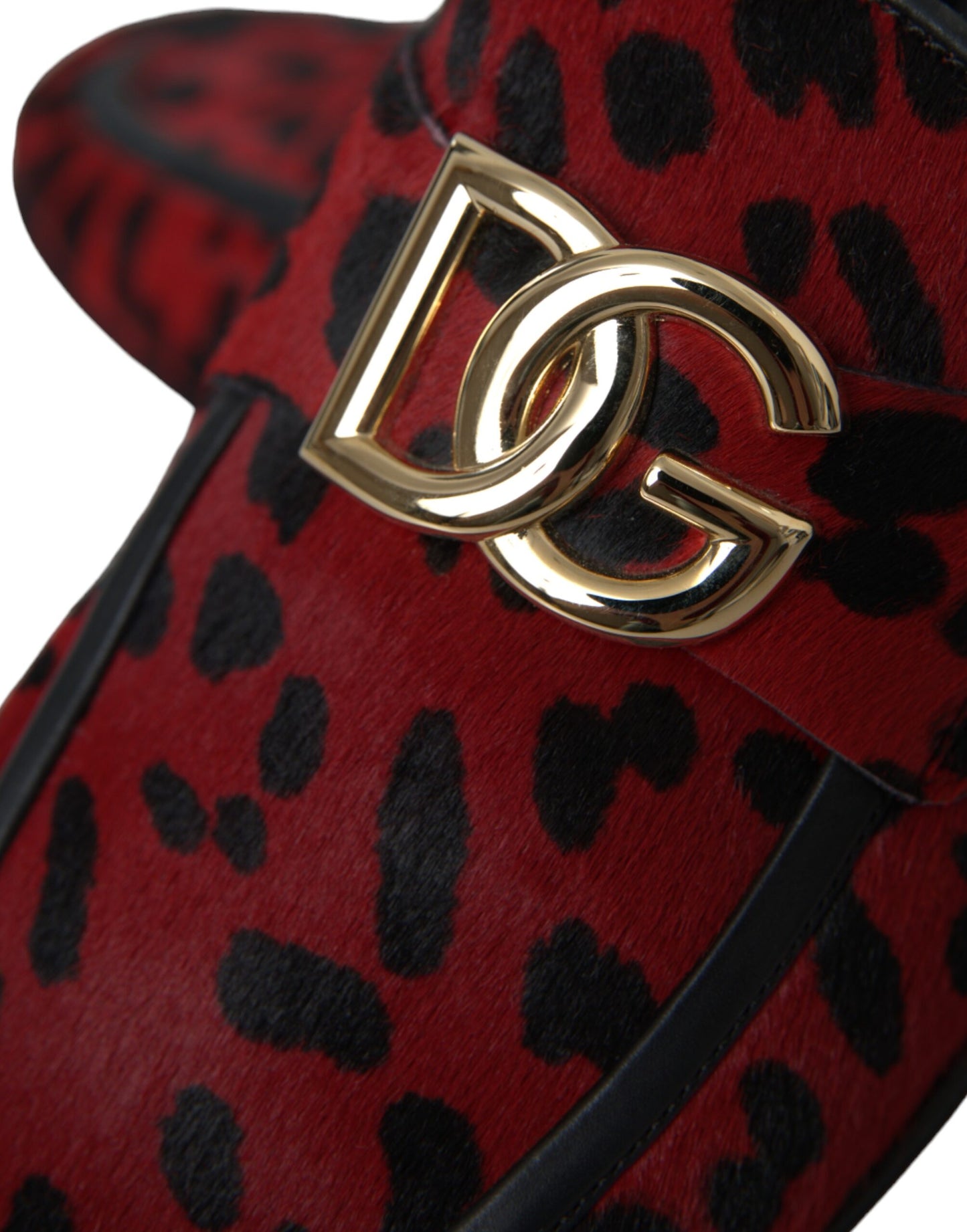 Dolce &amp; Gabbana Rosso Nero Leopard DG Mocassini Scarpe Formali Uomo