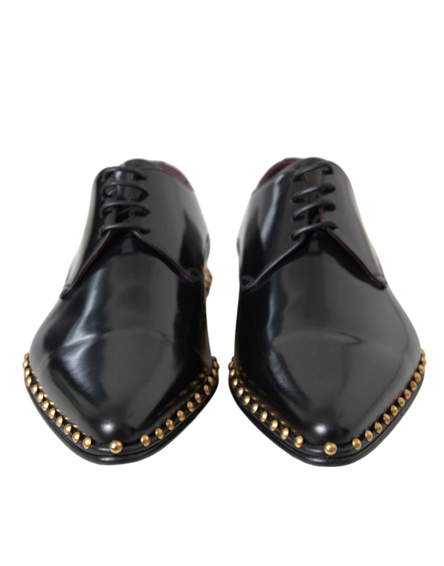 Dolce &amp; Gabbana Scarpe Derby in pelle nera con borchie dorate