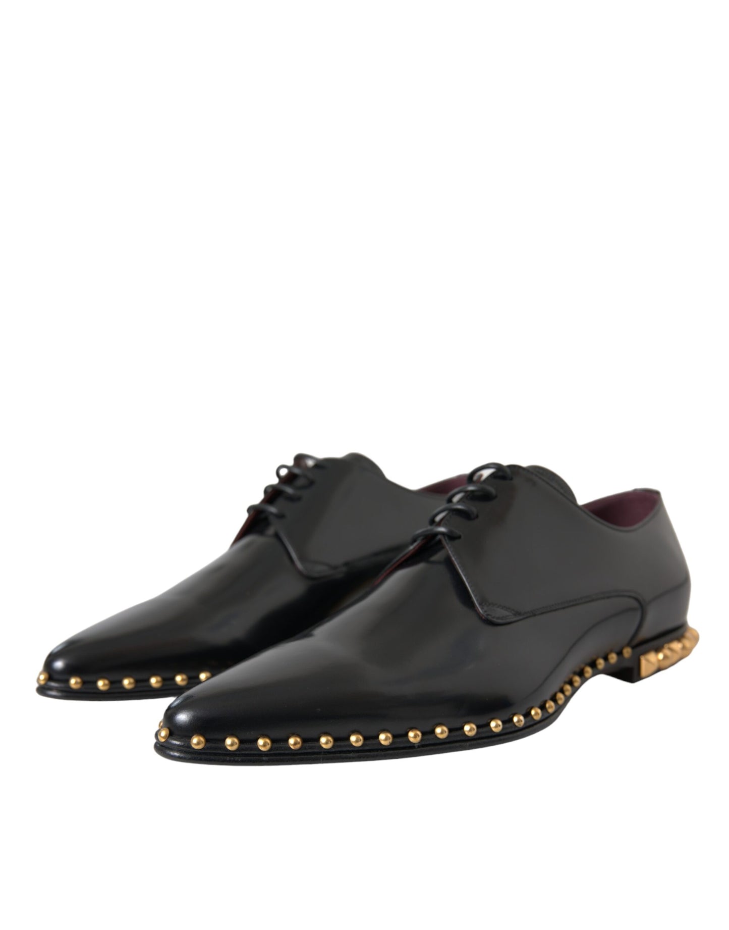 Dolce &amp; Gabbana Scarpe Derby in pelle nera con borchie dorate