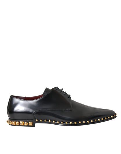 Dolce &amp; Gabbana Scarpe Derby in pelle nera con borchie dorate