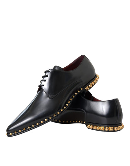 Dolce &amp; Gabbana Scarpe Derby in pelle nera con borchie dorate