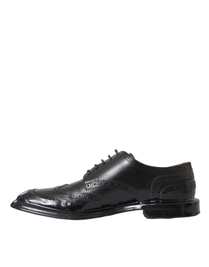 Scarpe da uomo formali Dolce &amp; Gabbana in pelle nera Oxford con punta a coda di rondine