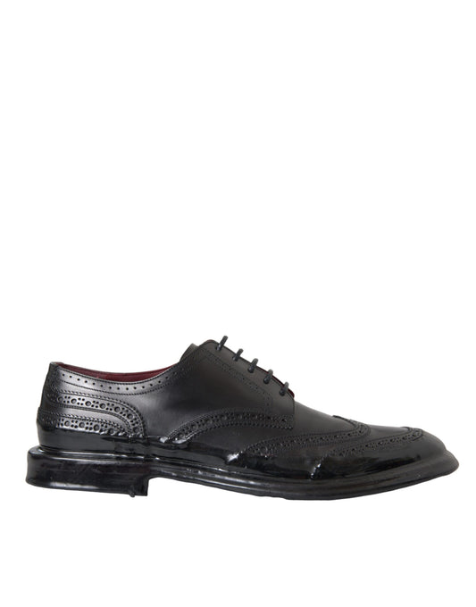 Scarpe da uomo formali Dolce &amp; Gabbana in pelle nera Oxford con punta a coda di rondine