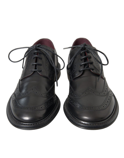 Scarpe da uomo formali Dolce &amp; Gabbana in pelle nera Oxford con punta a coda di rondine