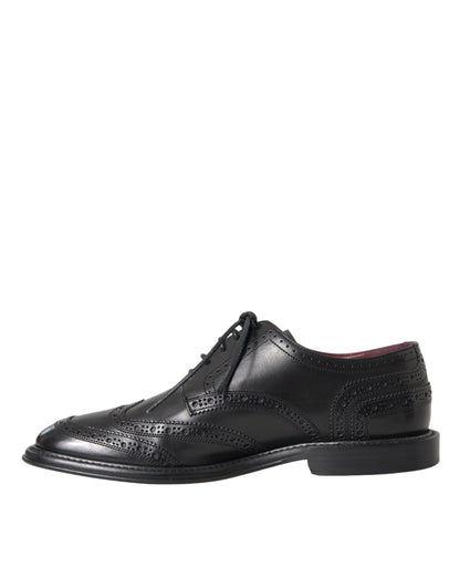 Scarpe da uomo formali Dolce &amp; Gabbana in pelle nera Oxford con punta a coda di rondine