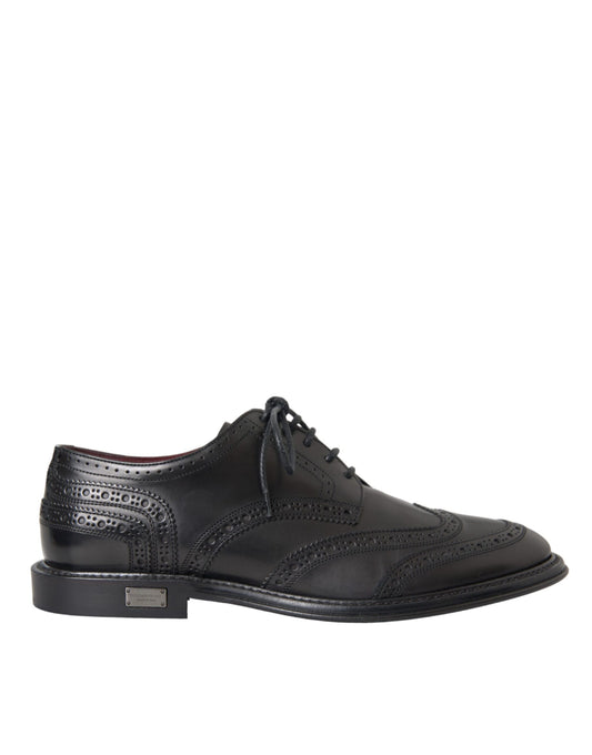 Scarpe da uomo formali Dolce &amp; Gabbana in pelle nera Oxford con punta a coda di rondine