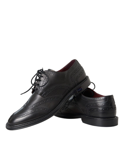 Scarpe da uomo formali Dolce &amp; Gabbana in pelle nera Oxford con punta a coda di rondine