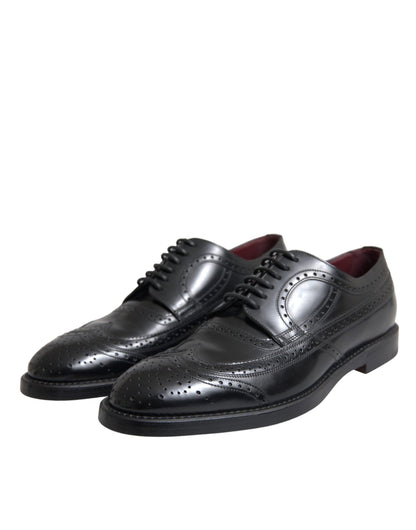 Scarpe da uomo formali Dolce &amp; Gabbana in pelle nera Oxford con punta a coda di rondine