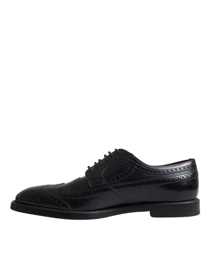 Scarpe da uomo formali Dolce &amp; Gabbana in pelle nera Oxford con punta a coda di rondine