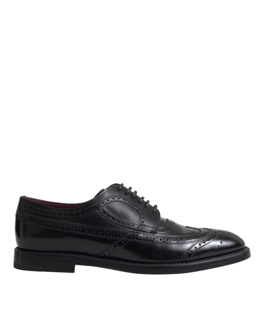 Scarpe da uomo formali Dolce &amp; Gabbana in pelle nera Oxford con punta a coda di rondine