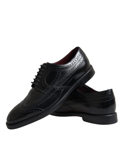 Scarpe da uomo formali Dolce &amp; Gabbana in pelle nera Oxford con punta a coda di rondine