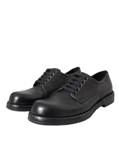 Scarpe eleganti da uomo in pelle di cavallo nera Derby Dolce &amp; Gabbana