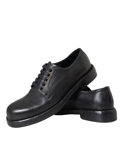 Scarpe eleganti da uomo in pelle di cavallo nera Derby Dolce &amp; Gabbana