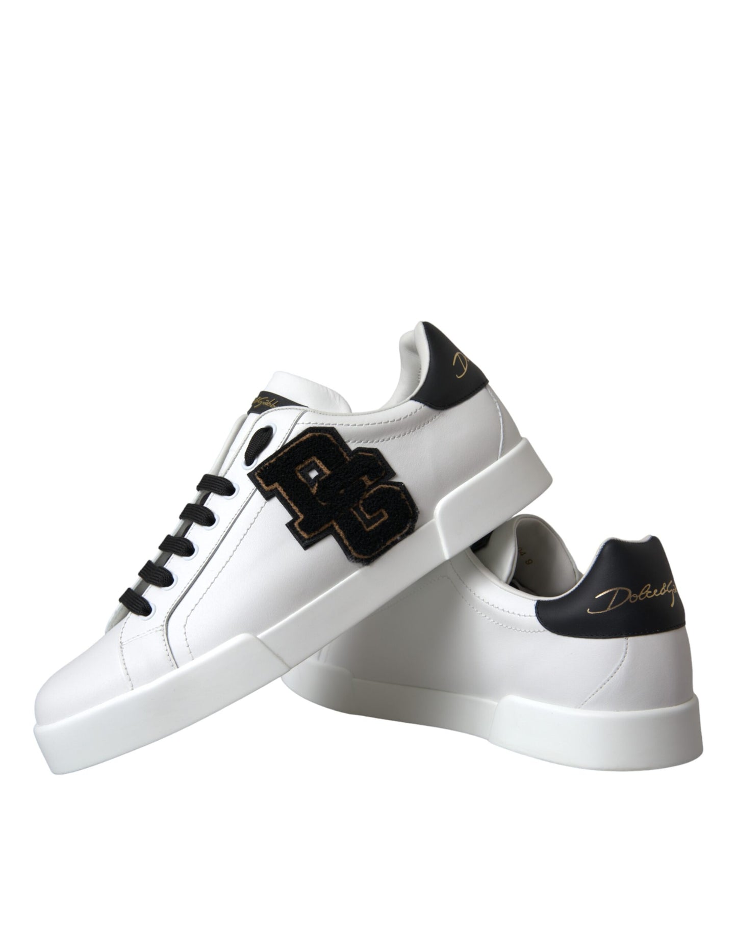 Dolce &amp; Gabbana Scarpe da ginnastica basse casual in pelle bianca con logo DG