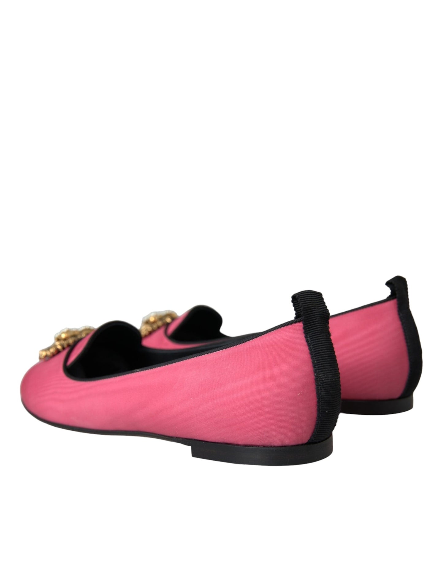 Dolce & Gabbana Pink Velvet Slip On Loafers Flats Shoes