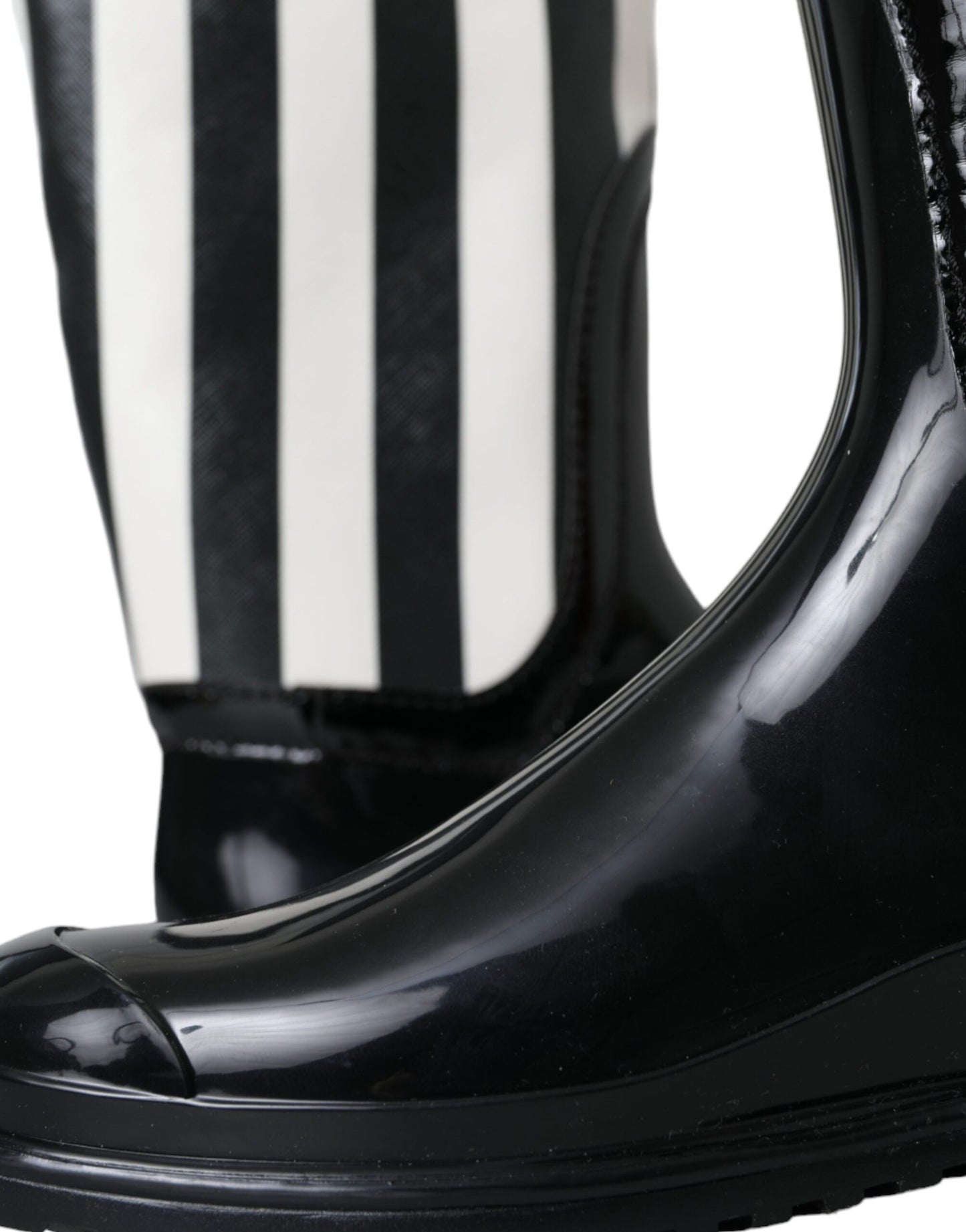 Dolce & Gabbana Black Rubber Knee High Flat Boots Shoes