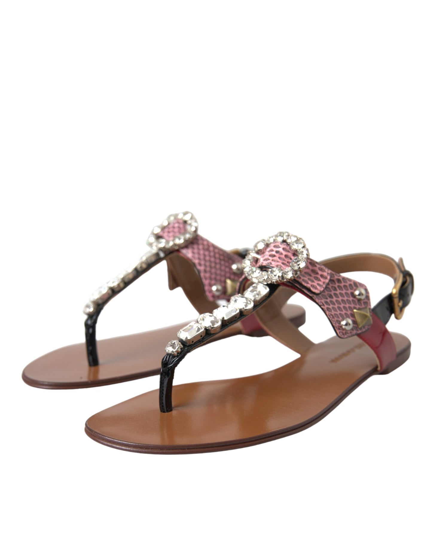 Dolce & Gabbana Multicolor Crystal Sandals Flip Flops Shoes