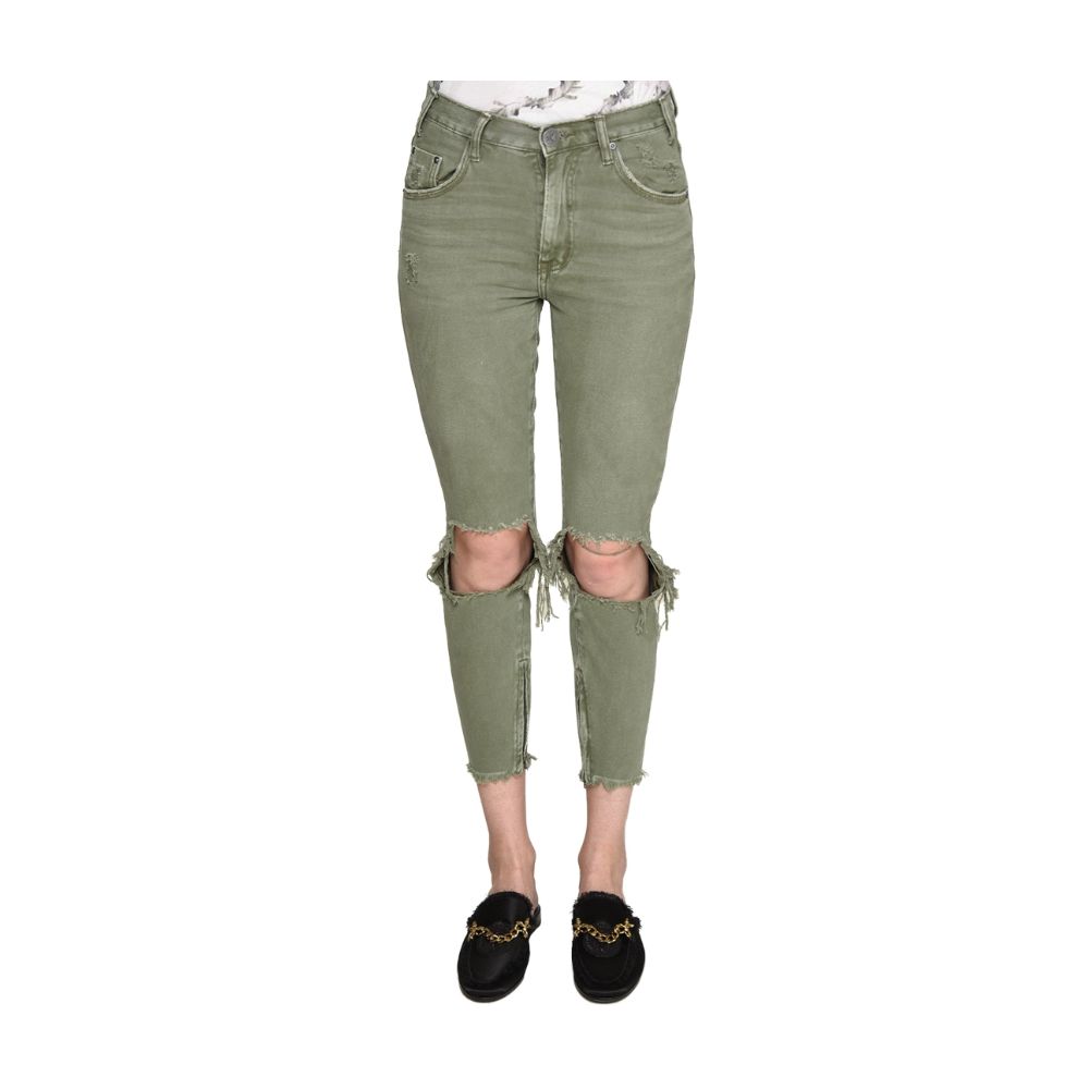 Jeans e pantaloni in cotone verde One Teaspoon