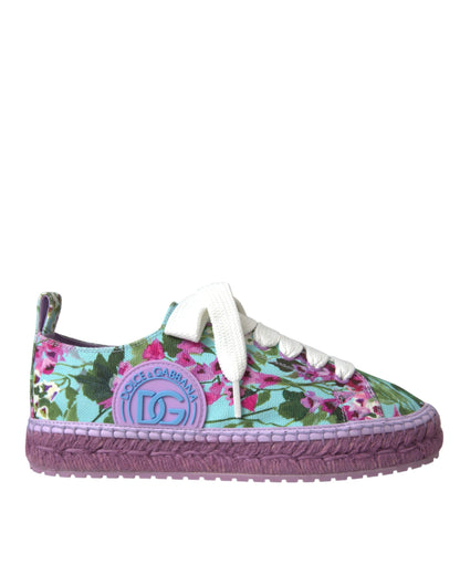 Dolce & Gabbana Multicolor Canvas Floral Espadrilles Sneakers Shoes