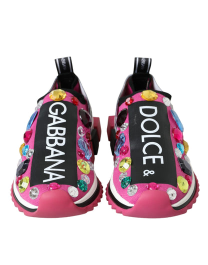 Dolce &amp; Gabbana Scarpe Sneakers Rosa Sorrento Cristalli