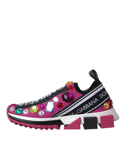 Dolce &amp; Gabbana Scarpe Sneakers Rosa Sorrento Cristalli