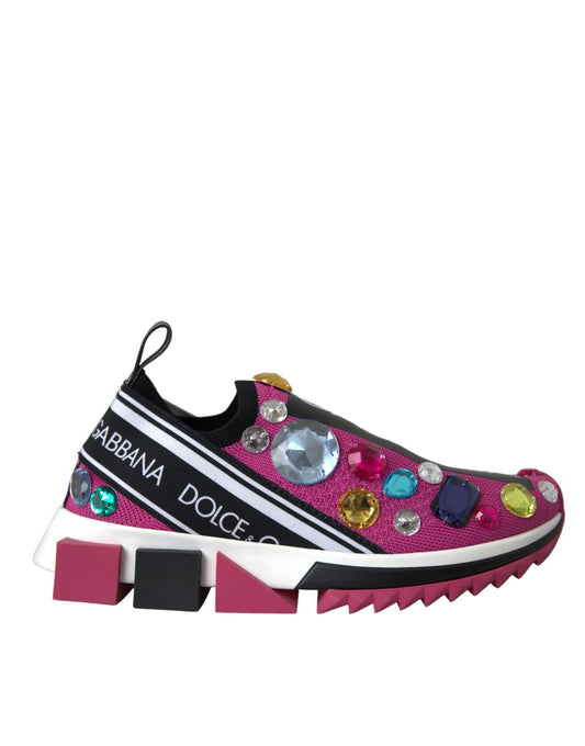 Dolce &amp; Gabbana Scarpe Sneakers Rosa Sorrento Cristalli