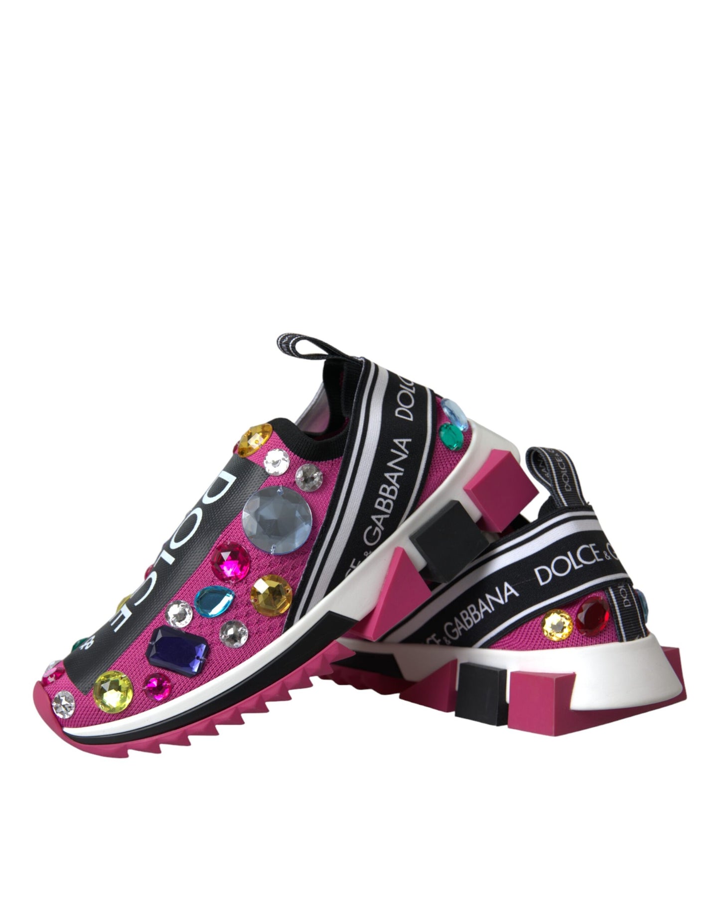 Dolce &amp; Gabbana Scarpe Sneakers Rosa Sorrento Cristalli