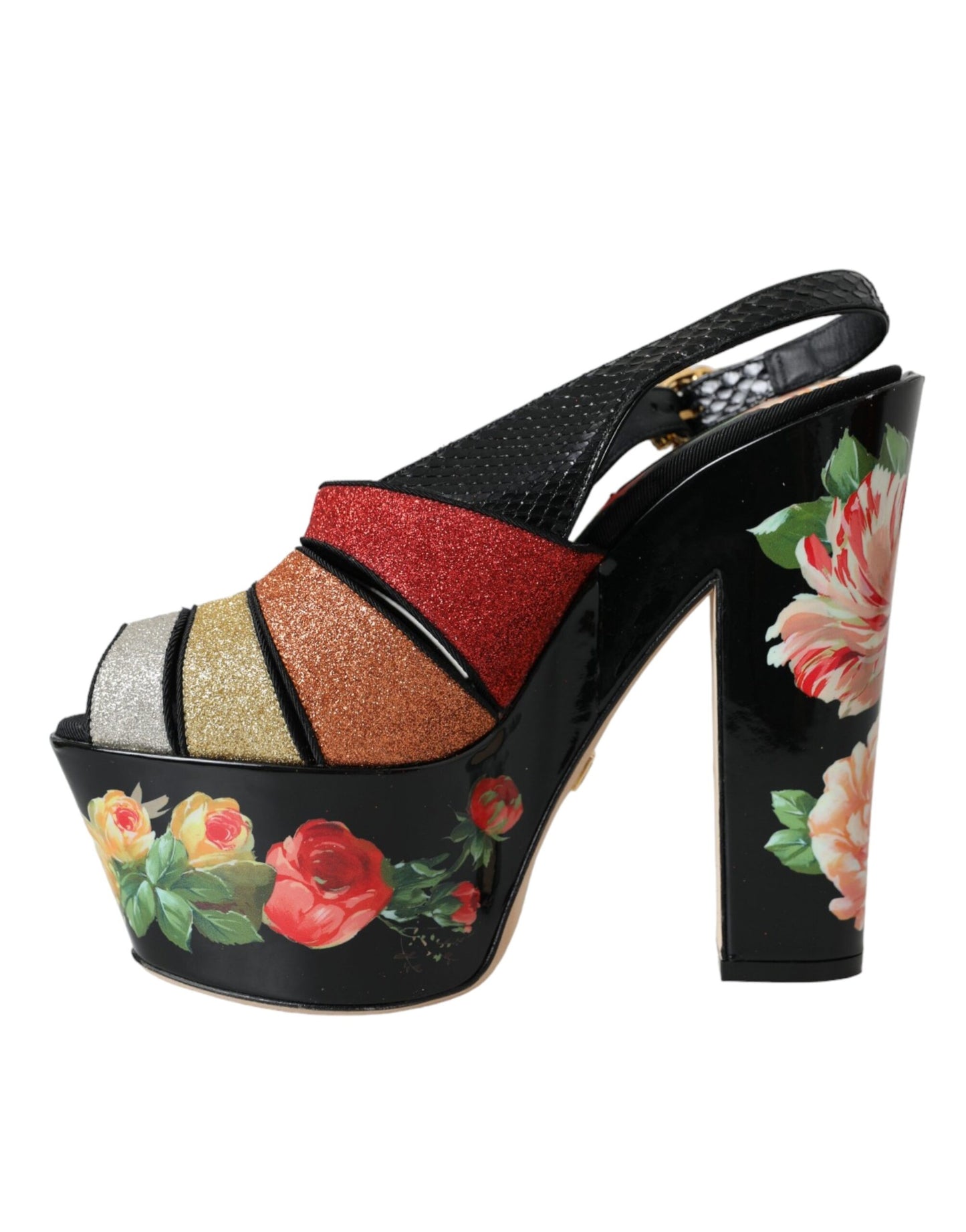 Dolce &amp; Gabbana Sandali con plateau in cristallo floreale multicolore